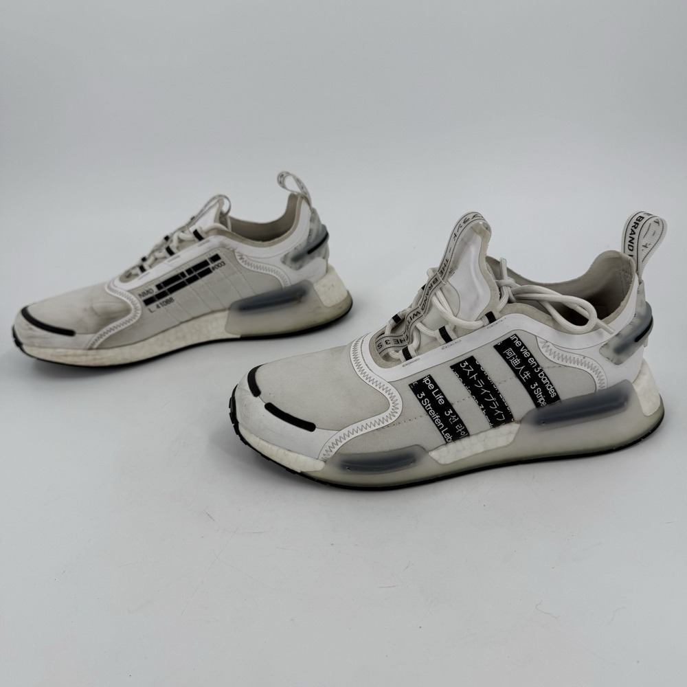 Adidas NMD R1 V2 White Black Boost Sneakers Men's Size 8 Women's 9